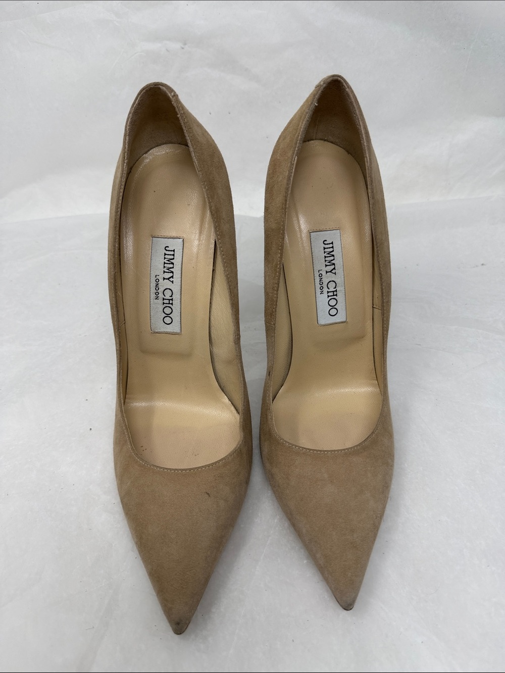 Jimmy Choo Tan Suede Pointed-Toe Stiletto Pumps Size 40 - Picture 2 of 12